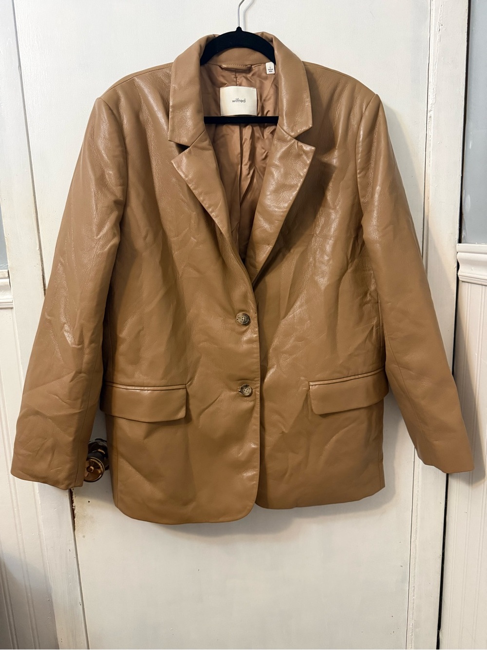 Aritzia (Wilfred) Vegan Leather Blazer Jacket in Caramel Colour